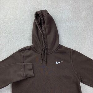 Nike Hoodie Mens Small Brown Fleece Lined Pullover Embroidered Swoosh Logo